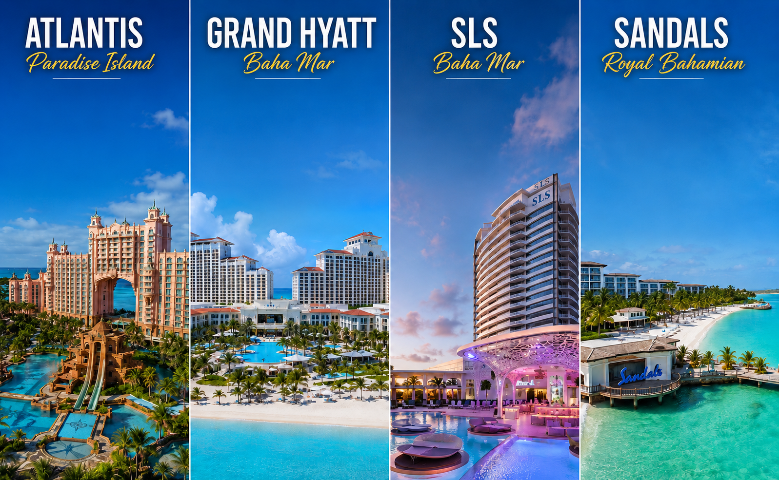 Bahamas resort destinations collage