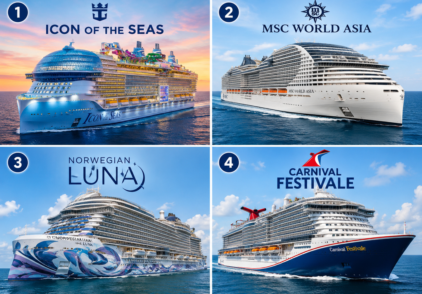 Cruise ship destinations collage