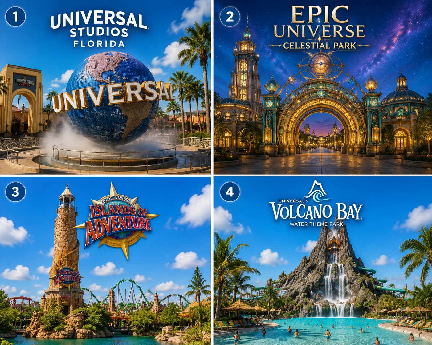 Universal Studios destinations collage